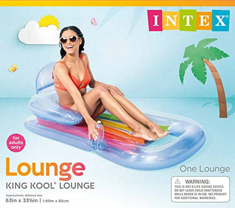 Intex King Kool Inflatable Lounge, 63" X 33.5" , 1 Pack (Colors May Vary)