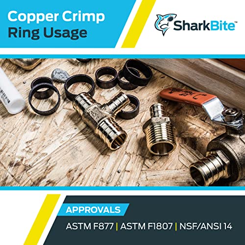SharkBite 3/4 Inch Copper Crimp Rings, Pack of 25, PEX Pipe, PE-RT, 23103CP25