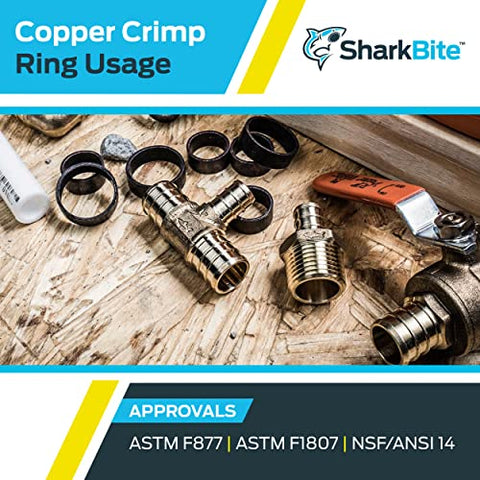 SharkBite 3/4 Inch Copper Crimp Rings, Pack of 25, PEX Pipe, PE-RT, 23103CP25
