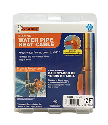 Frost King HC12A Automatic Electric Heat Kit Heating Cables, 12-Feet, Black, Ft