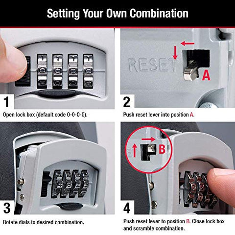 Master Lock Key Lock Box, Outdoor Lock Box for House Keys, Key Safe with Combination Lock, 5 Key Capacity, 5400EC