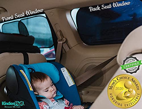 kinder Fluff Car Window Shade (4Pack)-The Only Certified Car Window Sun Shade for Baby Proven to Block 99.95% UVR - Mom's Choice Gold Award Winning -Car Window Shade for Baby- Car Seat Sun Protection
