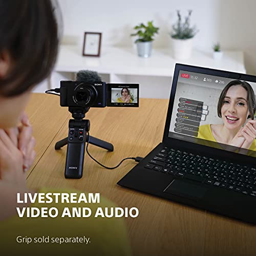 Sony ZV-1 Digital Camera for Content Creators, Vlogging and YouTube with Flip Screen, Built-in Microphone, 4K HDR Video, Touchscreen Display, Live Video Streaming, Webcam