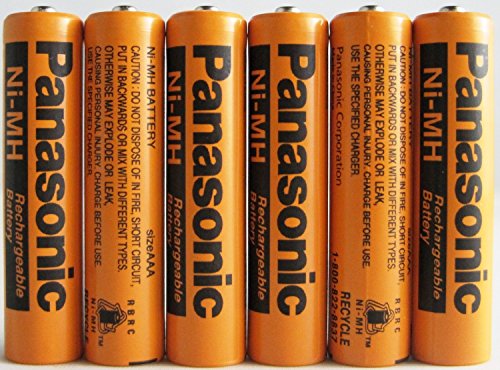 Panasonic HHR-75AAA/B-6 Ni-MH Rechargeable Battery for Cordless Phones, 700 mAh (Pack of 6)