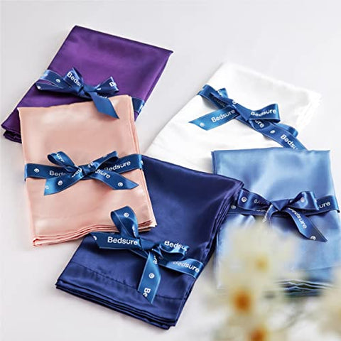 Bedsure Satin Pillowcase Standard Set of 2 - Mood Indigo Silk Pillow Cases for Hair and Skin 20x26 Inches, Satin Pillow Covers 2 Pack with Envelope Closure, Gifts for Women Men