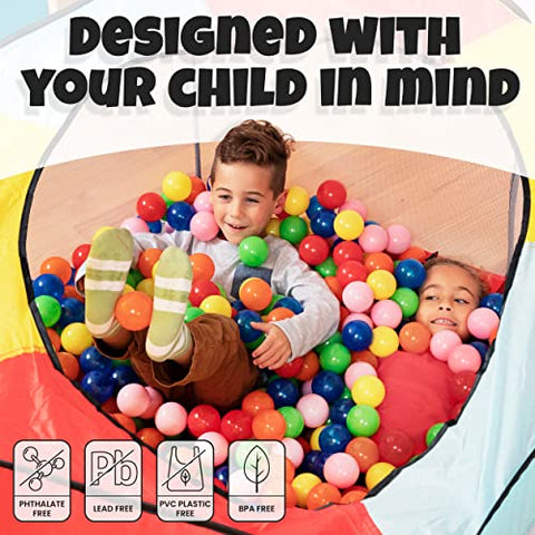 Click N' Play Ball Pit Balls 200 Pack, Plastic Balls for Ball Pit, Phthalate and BPA Free, Includes a Reusable Storage Bag with Zipper, Bright Colors Play Balls for Ball Pit for Toddlers, Kids, Dogs!