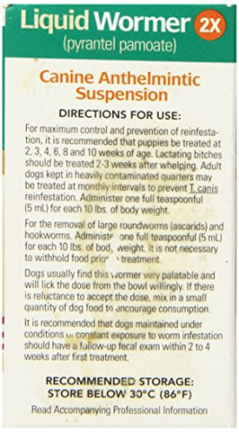 Durvet 2x LIquid Wormer, 2 oz, For Puppies and Adult Dogs