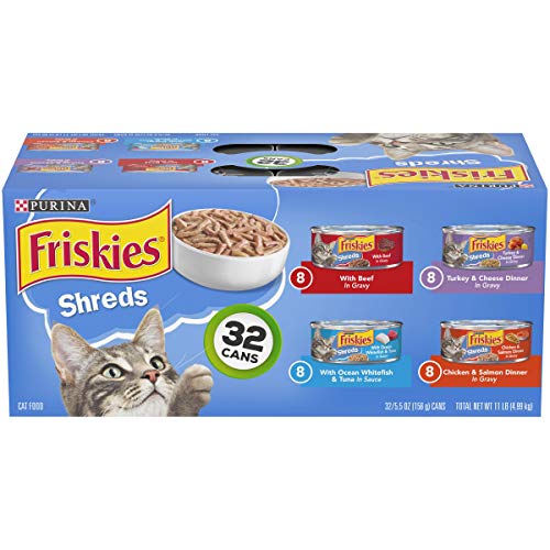 Purina Friskies Gravy Wet Cat Food Variety Pack, Savory Shreds, 5.5 Ounce (Pack of 32)