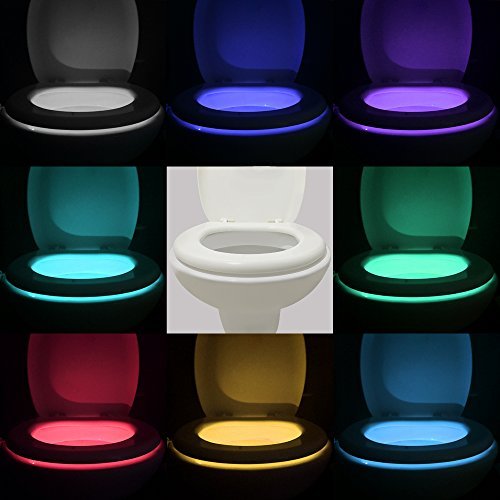 VINTAR 16-Color Motion Sensor LED Toilet Night Light,Toilet Bowl Lights,Cool Gadgets,5-Stage Dimmer, Light Detection
