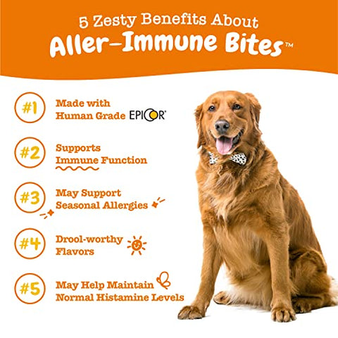 Zesty Paws Allergy Immune Supplement for Dogs Lamb- with Omega 3 Wild Alaskan Salmon Fish Oil & EpiCor + Digestive Prebiotics & Probiotics - Anti Itch & Skin Hot Spots - 90 Count, 4 Pack