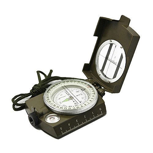 Ueasy Military Compass, Prismatic Sighting Compass - Magnetic Waterproof Hand Held Professional Compass for Boy Scouts Hunting Camping Sailing Navigation Hiking