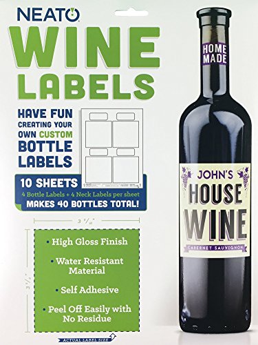 Wine Bottle Labels - Make Your Own Custom Printable Wine Labels, Waterproof, Super Glossy, 10 Sheets, 40 Blank Labels, Inkjet and Laser Printer Compatible - Includes Custom Online Design Software