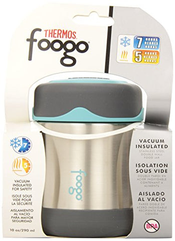 Thermos Foogo Vacuum Insulated Stainless Steel 10-Ounce Food Jar, Charcoal/Teal (B3004TS2)