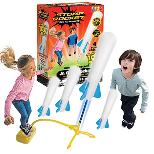 Stomp Rocket Original Jr. Glow Launcher for Kids - Glows in The Dark - Soars 100 Ft - 4 Foam Rockets and Adjustable Launcher - Fun Outdoor or Indoor Toy and Gift - Boys or Girls Age 3+ Years Old