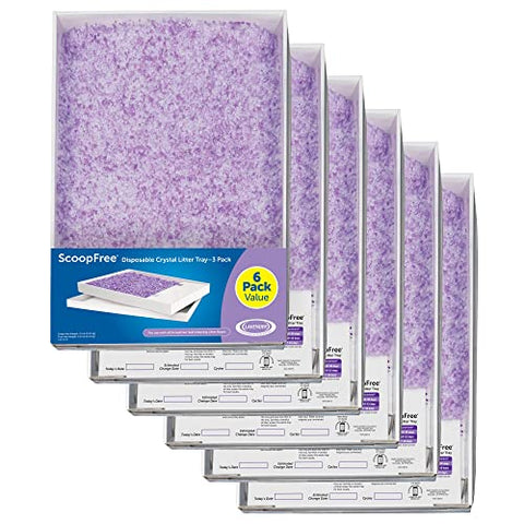 PetSafe ScoopFree Crystal Litter Tray Refills – Lavender Crystals, 6-Pack – Disposable Tray – Includes Leak Protection & Low Tracking Litter – Absorbs Odors on Contact