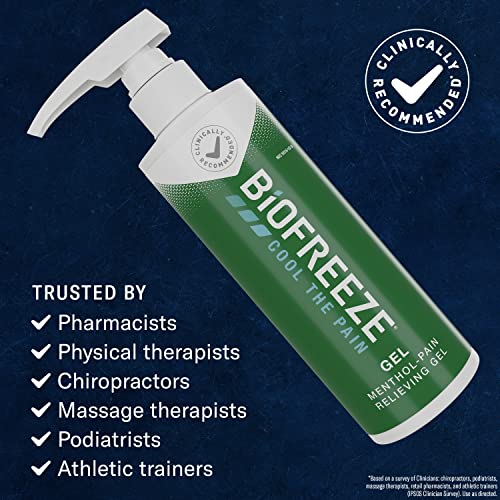 Biofreeze Menthol Pain Relieving Gel 32 FL OZ Bottle With Pump For Pain Relief Associated With Sore Muscles, Arthritis, Simple Backaches, And Joint Pain, Original Green Formula (Packaging May Vary)