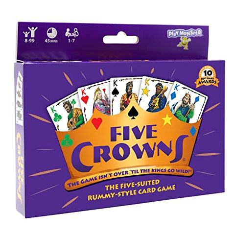 Five Crowns — The Game Isn't Over Until the Kings Go Wild! — 5 Suited Rummy-Style Card Game — For Ages 8+