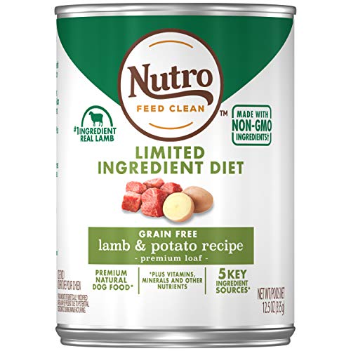 NUTRO Limited Ingredient Diet Adult Canned Soft Wet Dog Food Premium Loaf Lamb & Potato Recipe, (12) 12.5 oz. Cans