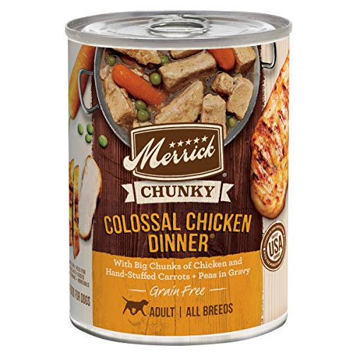 Merrick Chunky Grain Free Wet Dog Food, Colossal Chicken Dinner Canned Dog Food - (12) 12.7 oz. Cans