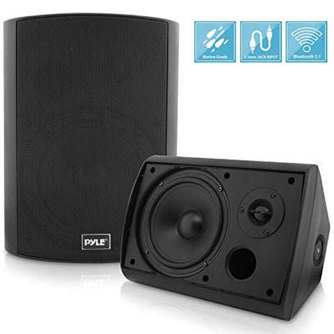 Pyle Pair of Wall Mount Waterproof & Bluetooth 6.5'' Indoor/Outdoor Speaker System, with Loud Volume and Bass. (Pair, Black. PDWR62BTBK)