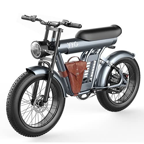 YYG Cool Electric Bike Adult 1200W, 20 Inch Fat Tire Ebike 32MPH & 45 Miles Long Range Urban Commuter E Bike with 48V 20AH Battery, Dual Shock Absorber Electric Motorcycle Dirt Bike