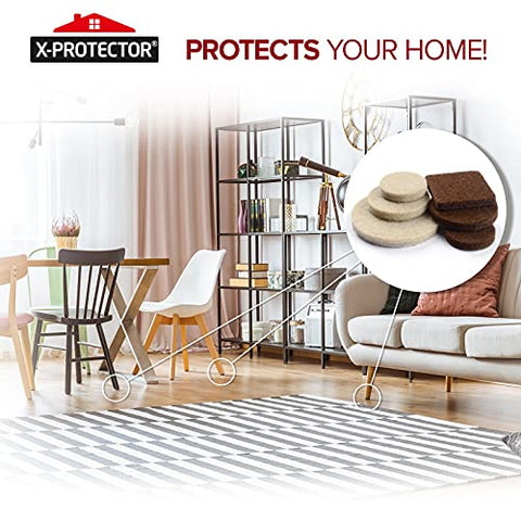 Felt Furniture Pads X-PROTECTOR 133 PCS Premium Furniture Pads - Felt Pads Furniture Feet Best Wood Floor Protectors - Protect Your Hardwood & Laminate Flooring!