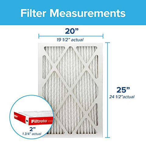 Filtrete 20x25x2 Air Filter MPR 1000 MERV 11, Allergen Defense, 4 Pack (exact dimensions 19.8x24.81x1.81)
