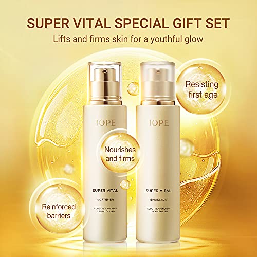 IOPE Super Vital Skin Care Set with Super Vital Hyaluronic Face Serum 1.35 Fl Oz.