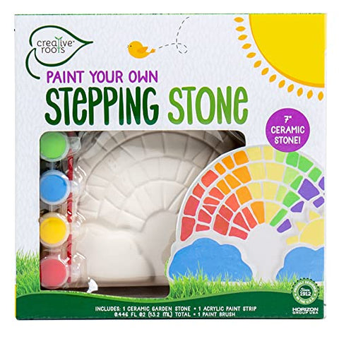 Creative Roots Mosaic Rainbow Stepping Stone, Includes 7-Inch Ceramic Stepping Stone & 6 Vibrant Paints, Mosaic Stepping Stone Kit, Paint Your Own Stepping Stone, DIY Stepping Stone for Kids Ages 8+
