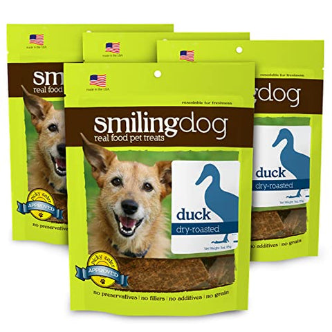 Herbsmith Smiling Dog Treats – Dry Roasted Duck – That’s 100% it – Bundle of 4