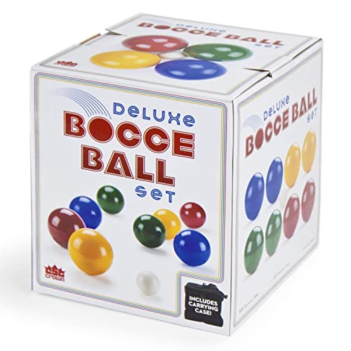 Bocce Deluxe Ball Set - 8 Lightweight Resin 90mm Balls & Carrying Case - Classic Indoor & Outdoor Lawn Games - Sports Equipment for Beach, Backyard, & Family Fun for Up to 4 Players
