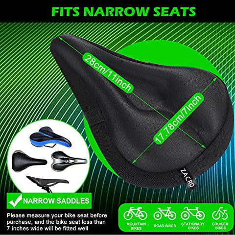 Zacro Bike Seat Cushion - Gel Padded Bike Seat Cover for Men Women Comfort, Extra Soft Exercise Bicycle Seat Compatible with Peloton, Stationary Exercise or Cruiser Bicycle Seats