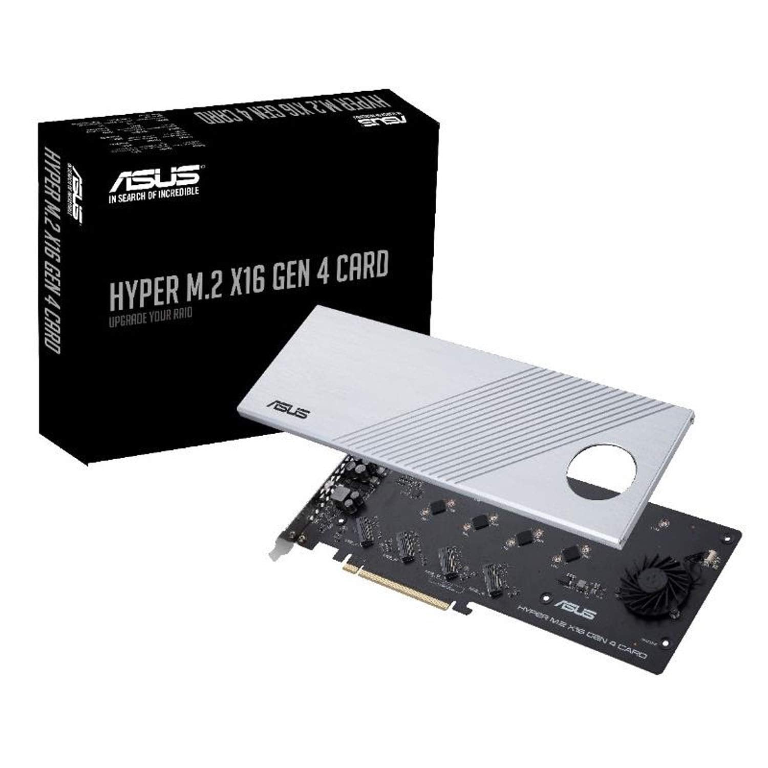ASUS Hyper M.2 X16 PCIe 4.0 X4 Expansion Card Supports 4 NVMe M.2 (2242/2260/2280/22110) up to 256Gbps for AMD 3rd Ryzen sTRX40, AM4 Socket and Intel VROC NVMe Raid