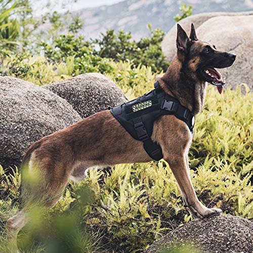 OneTigris Tactical Dog Harness - Fire Watcher Comfortable Patrol K9 Vest (Black, Medium)