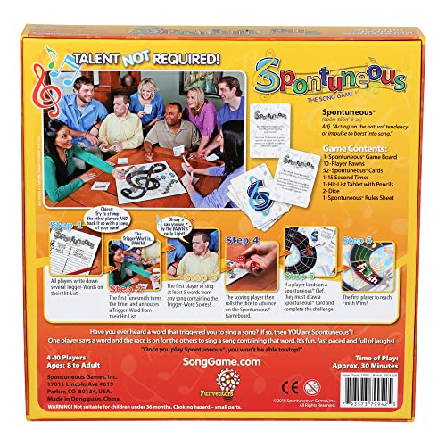 Spontuneous - The Song Game - Sing It or Shout It - Talent NOT Required - Family Party Board Game…