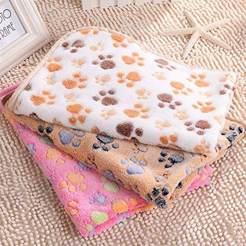 iNNEXT Puppy Blanket Pet Cushion Small Dog Cat Bed Soft Warm Sleep Mat, Pet Dog Cat Puppy Kitten Soft Blanket Doggy Warm Bed Mat Paw Print Cushion