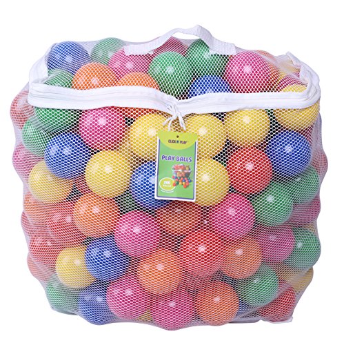 Click N' Play Ball Pit Balls 200 Pack, Plastic Balls for Ball Pit, Phthalate and BPA Free, Includes a Reusable Storage Bag with Zipper, Bright Colors Play Balls for Ball Pit for Toddlers, Kids, Dogs!