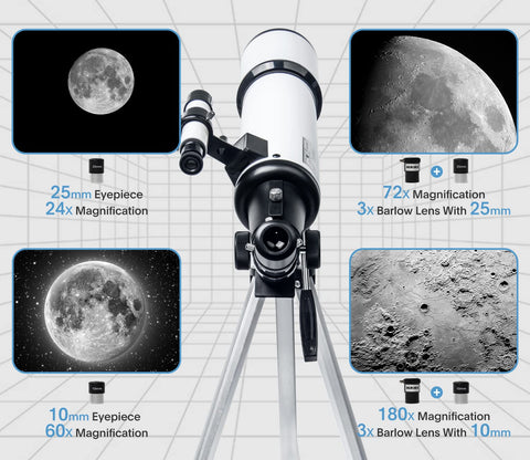 Telescope 80mm Aperture 600mm - Astronomical Portable Refracting Telescope Fully Multi-coated High Transmission Coatings AZ Mount with Tripod Phone Adapter, Wireless Control, Carrying Bag. Easy Set Up