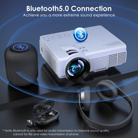Projector with WiFi and Bluetooth, 5G WiFi Native 1080P 9500L Outdoor Projector 4K Support, YOWHICK Mini Portable Movie Projector with Screen, for HDMI, VGA, USB, Laptop, iOS & Android Phone