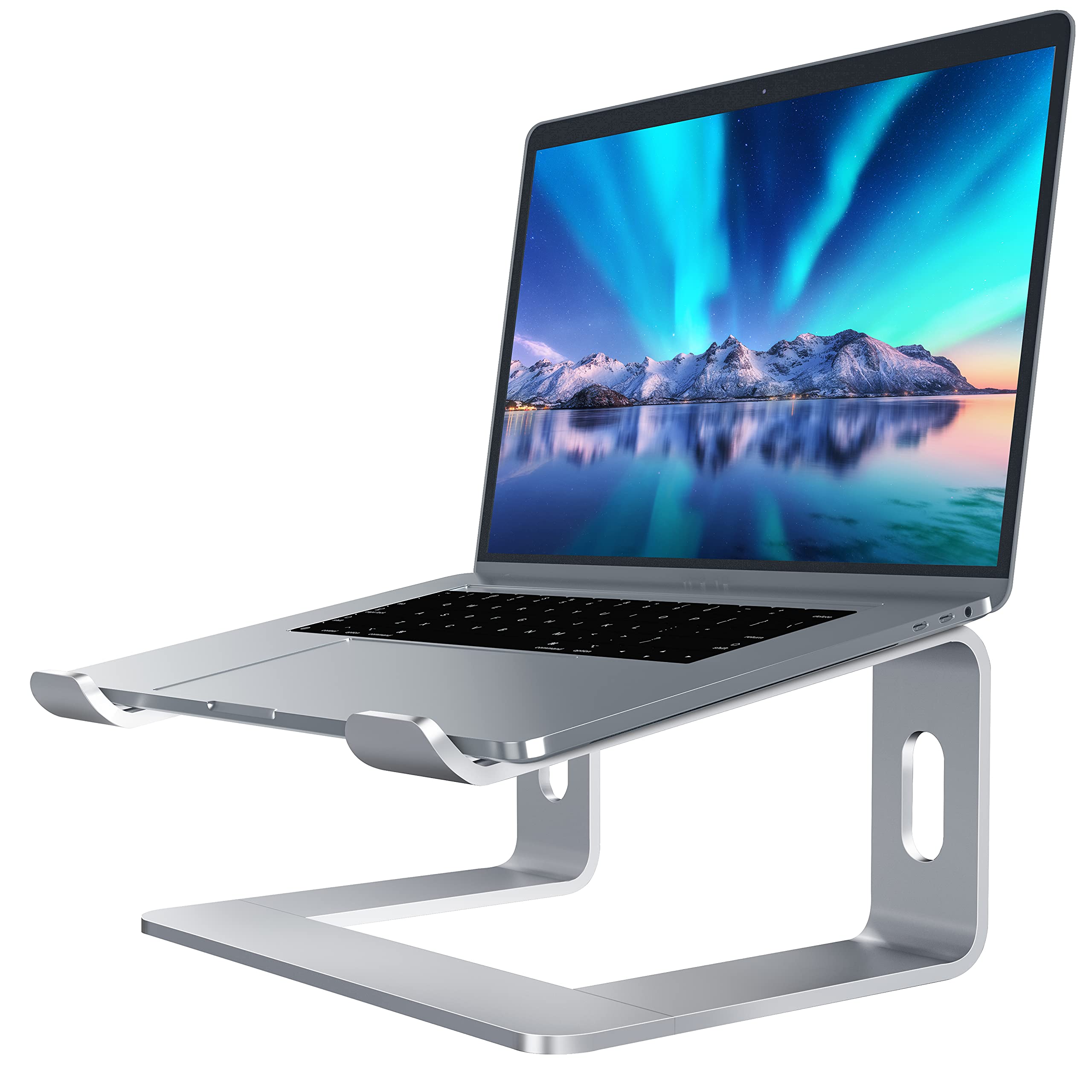 SOUNDANCE Laptop Stand, Aluminum Computer Riser, Ergonomic Laptops Elevator for Desk, Metal Holder Compatible with 10 to 15.6 Inches Notebook Computer, Silver