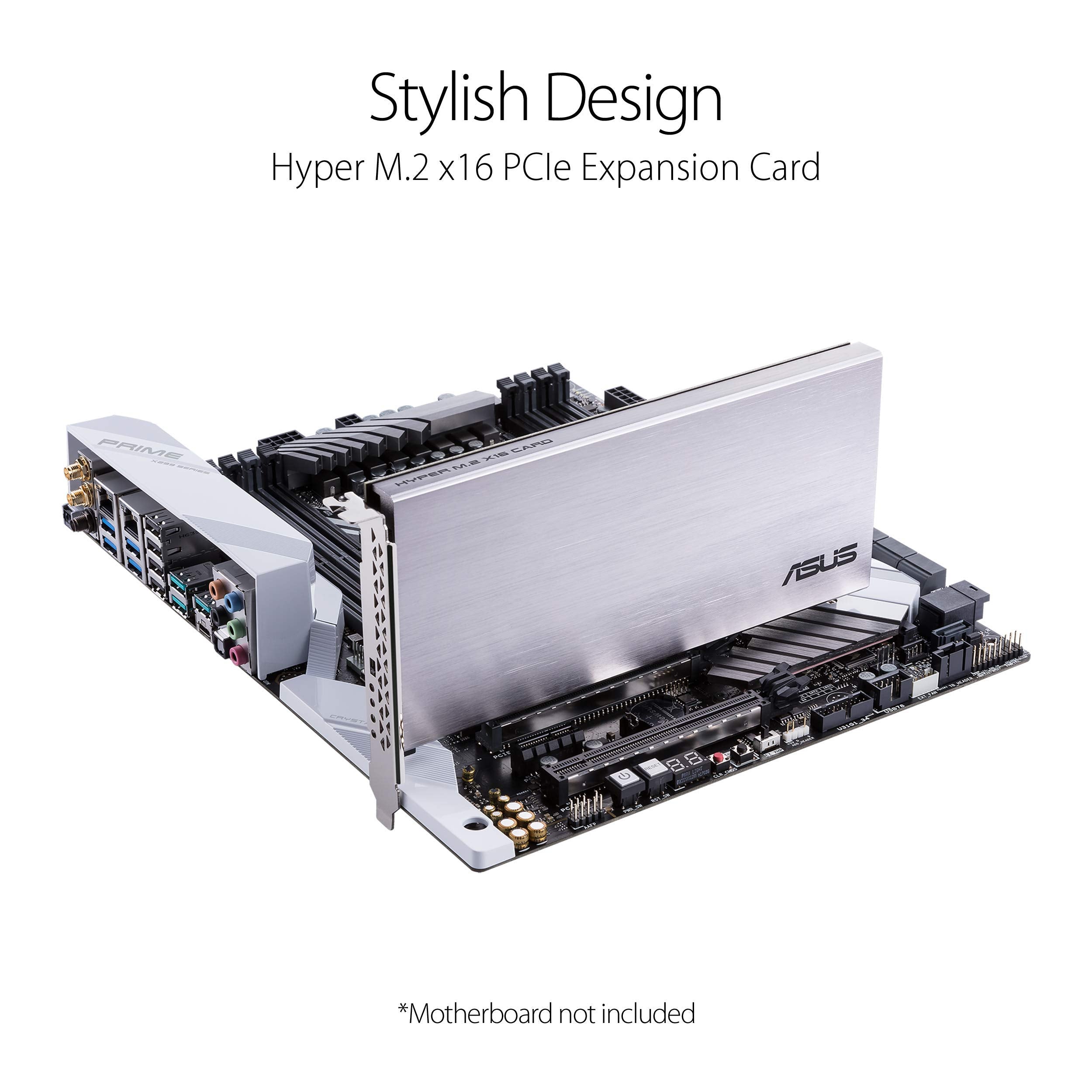 ASUS Hyper M.2 X16 PCIe 4.0 X4 Expansion Card Supports 4 NVMe M.2 (2242/2260/2280/22110) up to 256Gbps for AMD 3rd Ryzen sTRX40, AM4 Socket and Intel VROC NVMe Raid