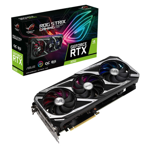 ASUS ROG Strix NVIDIA GeForce RTX 3050 OC Edition Gaming Graphics Card - PCIe 4.0, 8GB GDDR6, HDMI 2.1, DisplayPort 1.4a, Axial-tech Fan Design, 2.7-Slot, Super Alloy Power II, GPU Tweak II