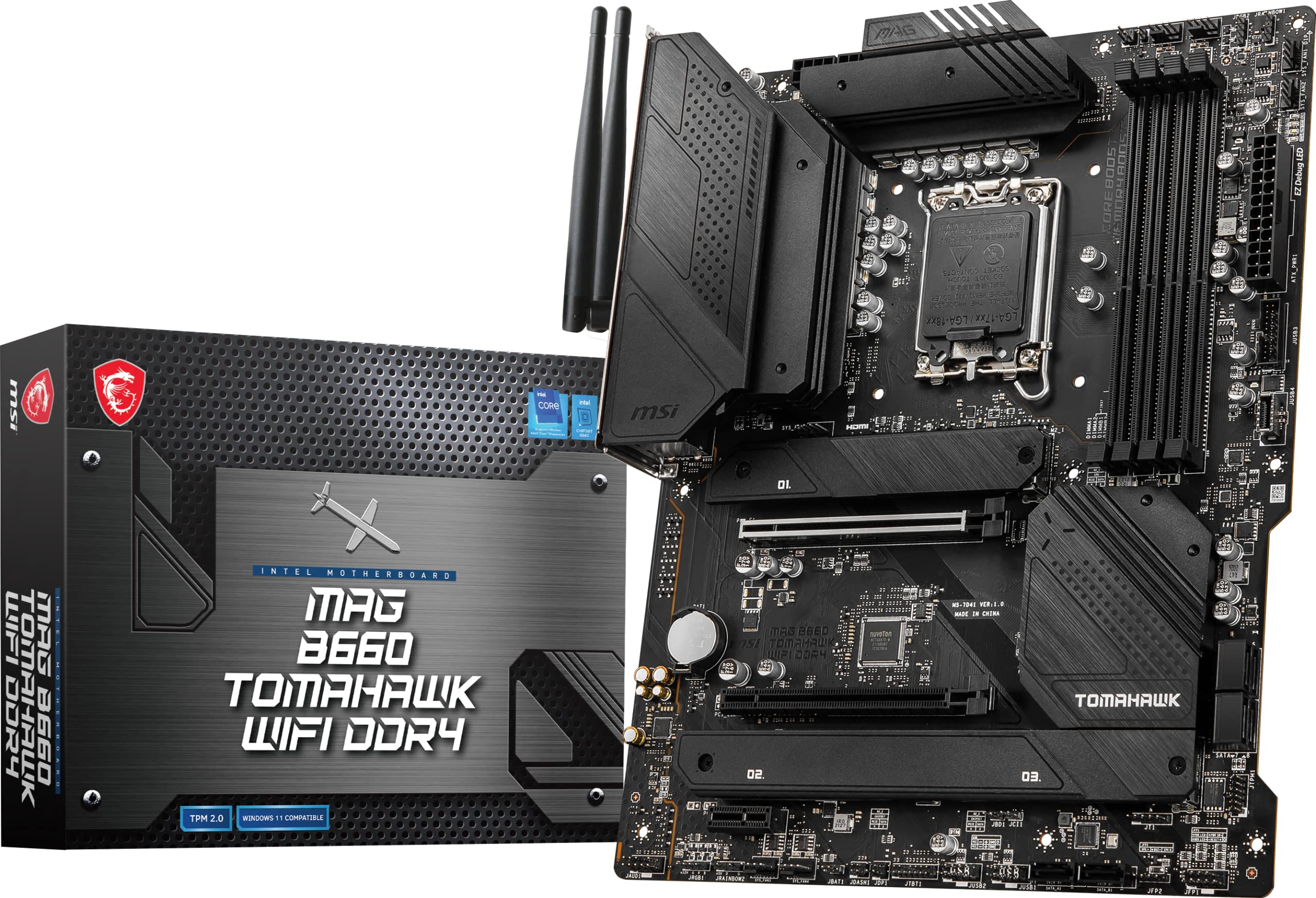 MSI MAG B660 Tomahawk WiFi DDR4 Gaming Motherboard (ATX, 12th Gen Intel Core, LGA 1700 Socket, DDR4, PCIe 4, 2.5G LAN, M.2 Slots, Wi-Fi 6)